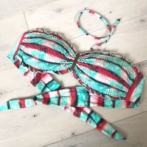 Striped bikini top - M - designer surf brand